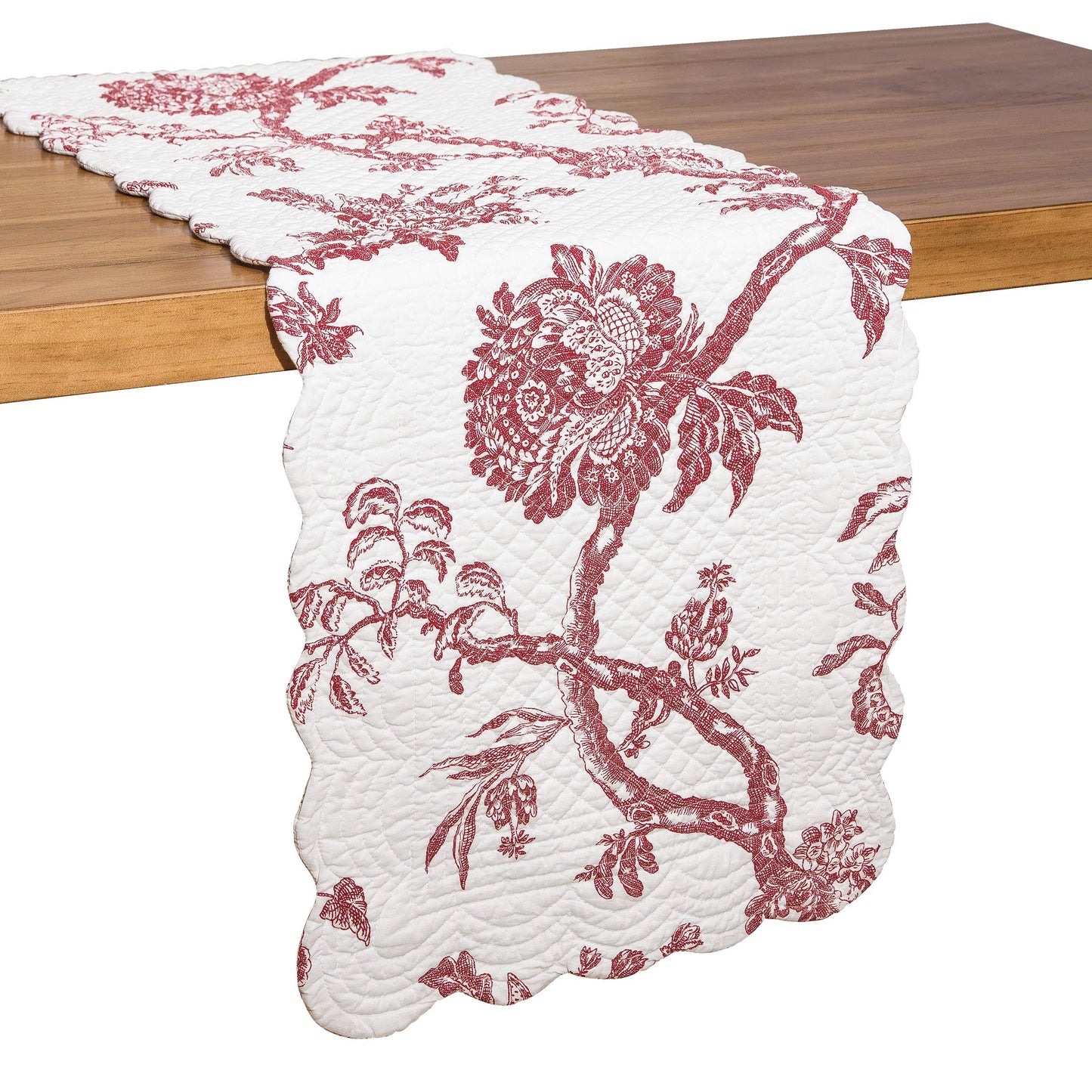 C&F Home Colonial Williamsburg Arcadia Red Cotton Quilted Table 14" X 51" Cotton Machine Washable Cotton Quilted Table Runner 14" x 51" RED