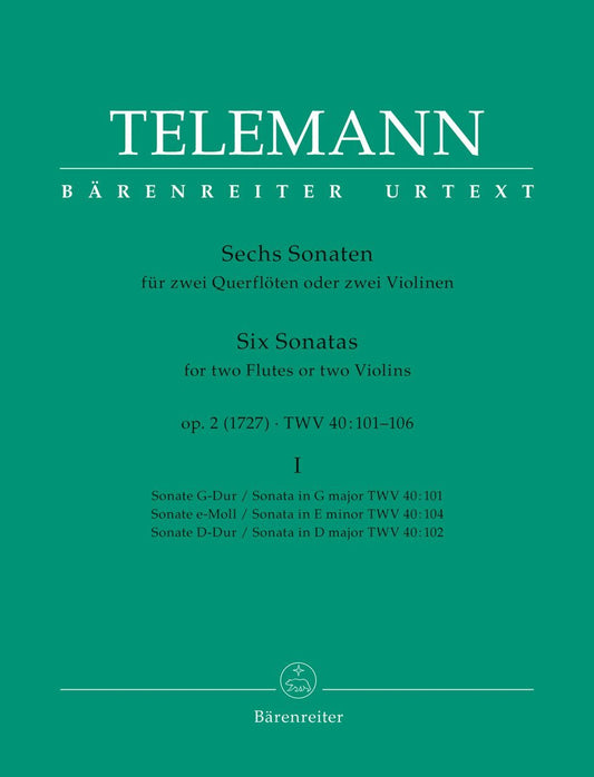 Telemann: Sonatas for Two Flutes or Two Violins, Op. 2, TWV 40:101, 102, 104 - Volume 1 (Performance Score)
