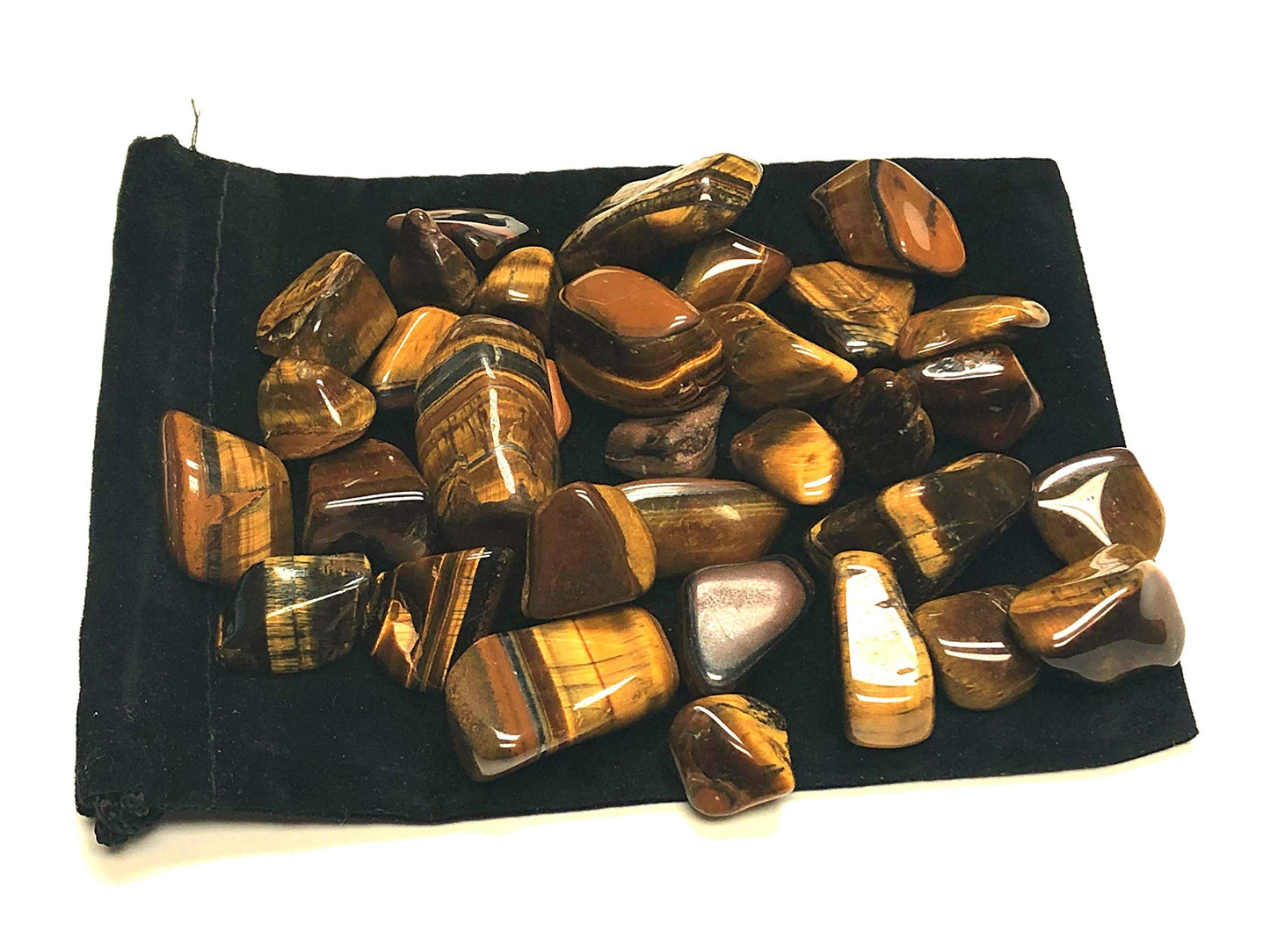Zentron Tumbled Tiger Eye with Velvet Bag (1/2 Pound, Golden Tiger Eye)