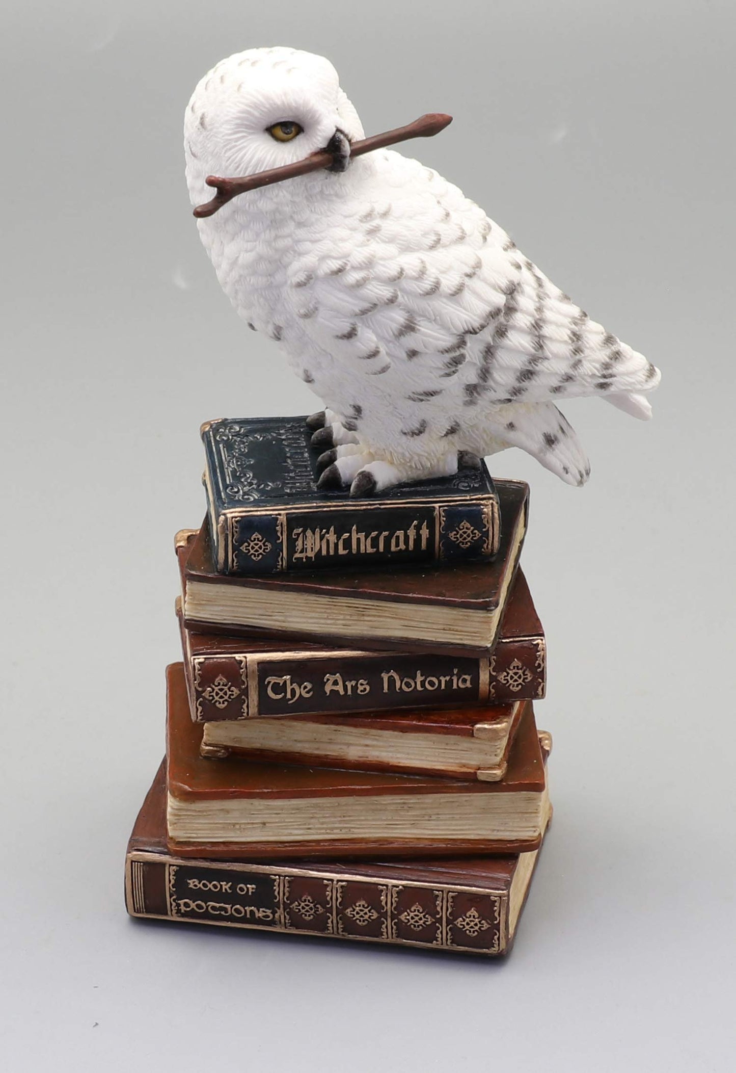 Veronese Design 5 1/2 Inch Magic Wand Snowy Owl On Book Stack Hand Painted Resin Statue Home Decor