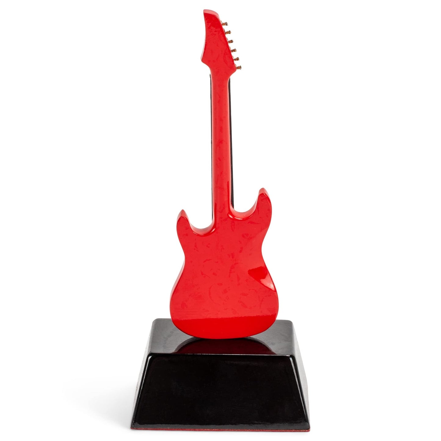 Broadway Gift Co Red and White Electric Guitar 6 inch Wood Table Top Miniature on Stand