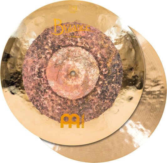 Meinl Cymbals Byzance 14" Dual Hihats, Pair — Made in Turkey — Hand Hammered B20 Bronze, 2-Year Warranty, B14DUH