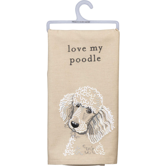 Primitives by Kathy Love My Poodle Dish Towel