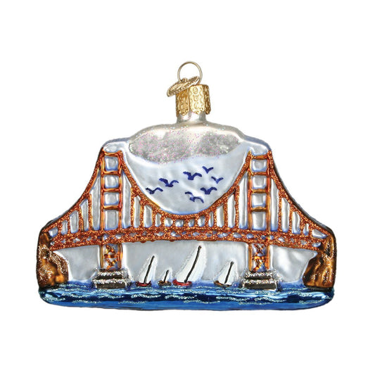 Old World Christmas Ornaments: Cities, Places and Landmarks Glass Blown Ornaments for Christmas Tree, Golden Gate