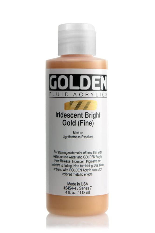 Golden Fluid Acrylic, 4 ounce bottle, Iridescent Bright Gold Fine