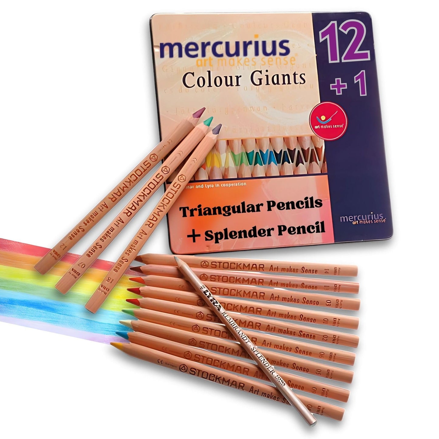 Mercurius AMS Color Giant Pencils, Set of 12 in Tin Case