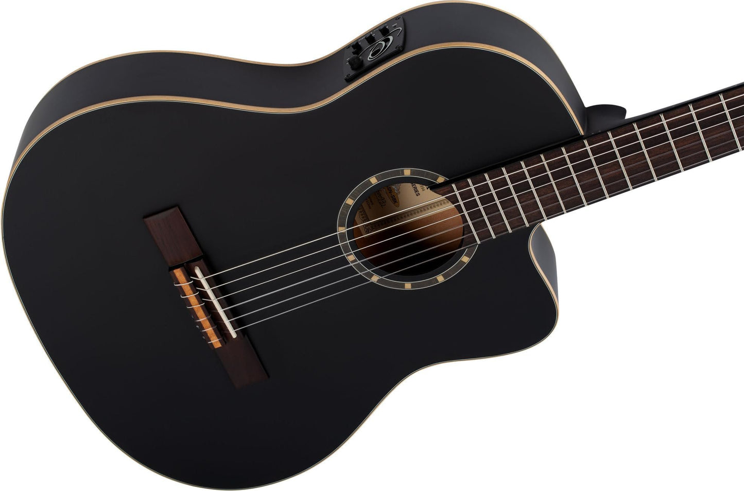 Ortega Guitars Family Series 6 String Acoustic-Electric Guitar, Right (RCE125SN-SBK)