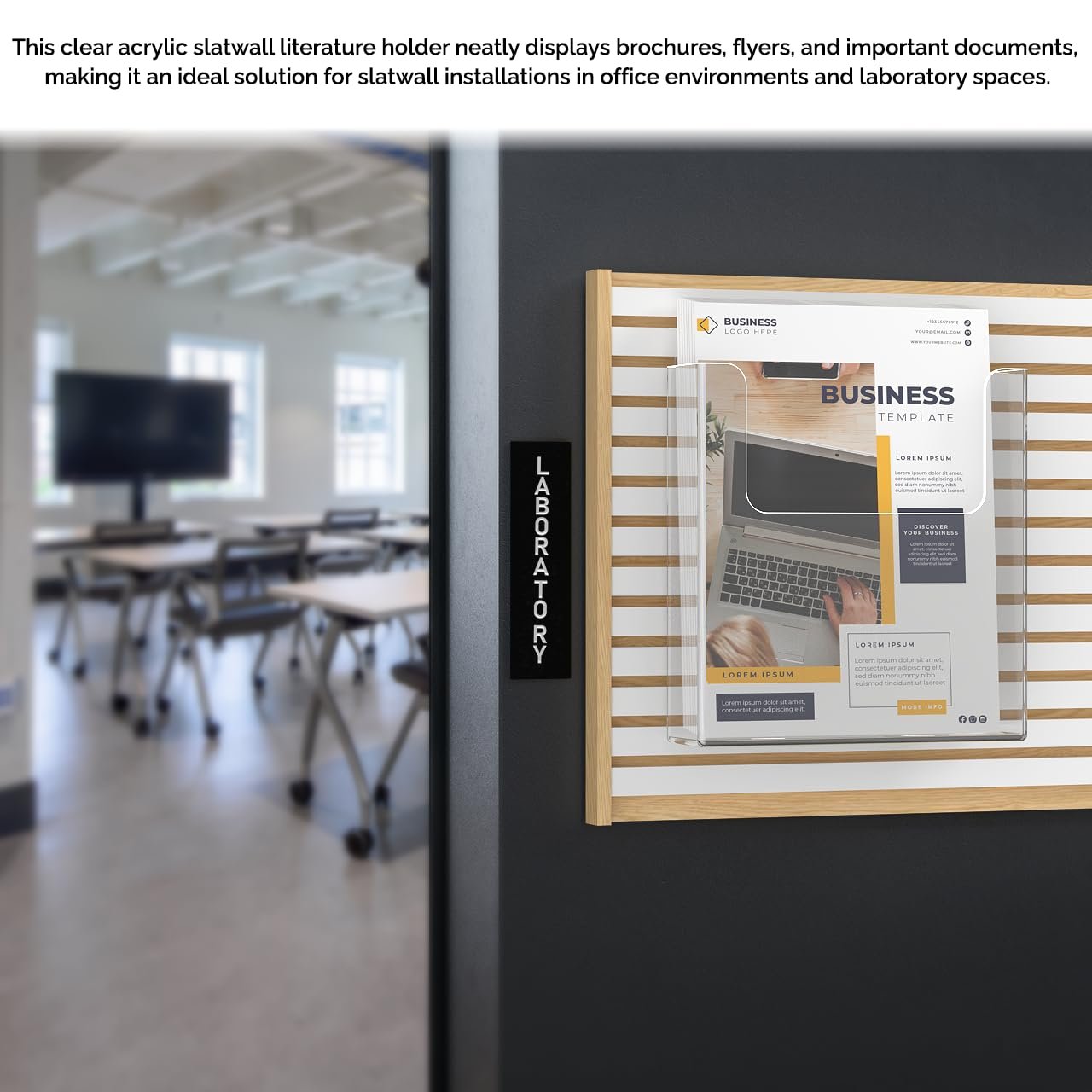 Marketing Holders 2 Pack Slatwall Brochure Holder 8.5 x 11 Inch Wide Document Rack Slat Wall Mount Pamphlet Magazine Booklet Display Real Estate Office Law Firm Medical Facilities