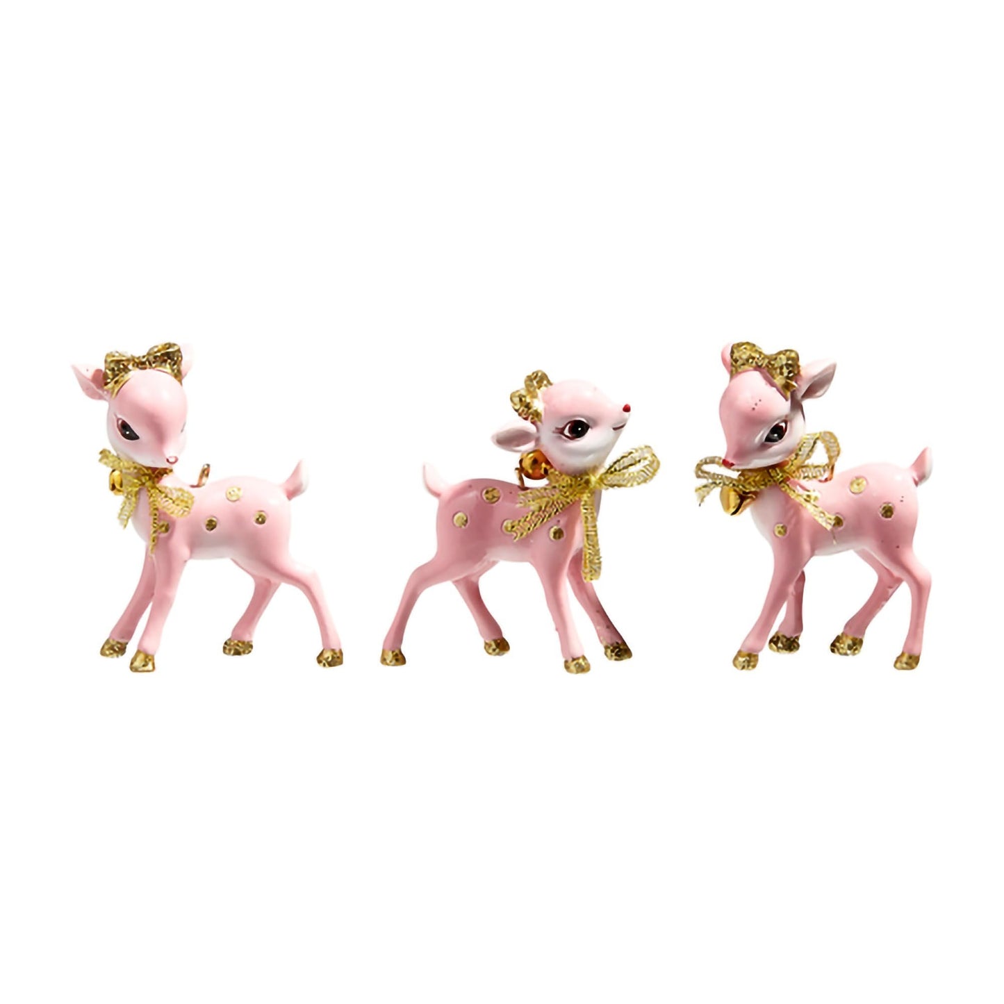 Raz Imports 2024 A Blushing Holiday 3"" Pink Retro Deer Ornament, Assorted of 3, 4457653