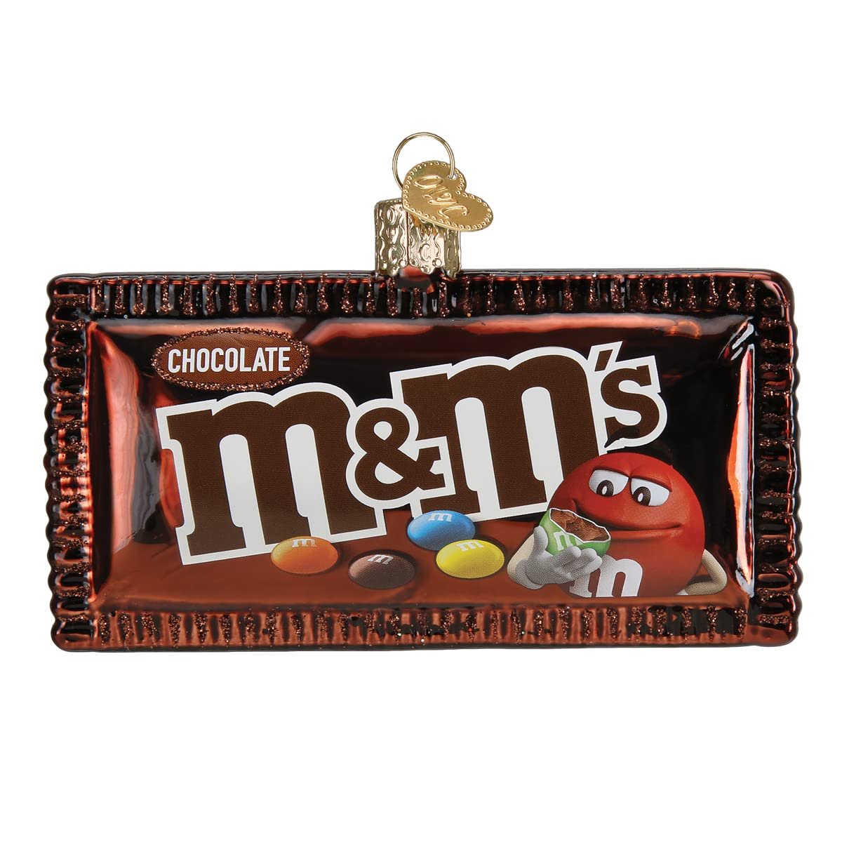 Old World Christmas M&M'S Milk Chocolate Glass Blown Ornament for Christmas Tree
