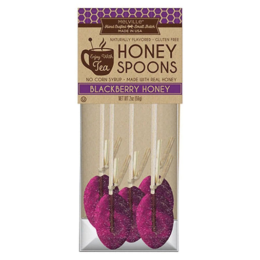 Blackberry Honey Spoons – Hand-Poured Candy Stir Sticks with Real Honey & Natural Blackberry Flavor, Wooden Spoon Sweetener for Tea, Coffee & Cocoa, Individually Wrapped, Kosher