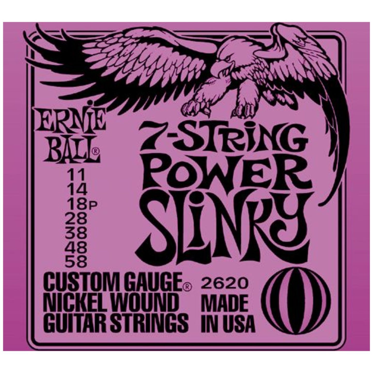 6 Sets of Ernie Ball 2620 Nickel 7-String Power Slinky Electric Guitar Strings