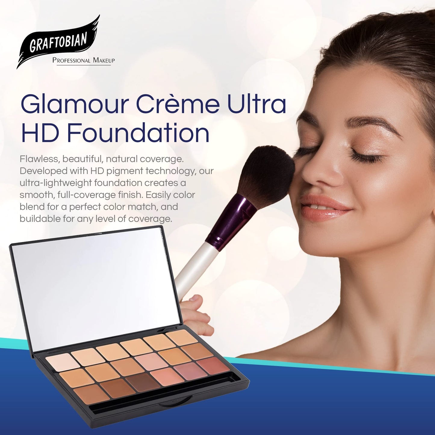 Graftobian HD High-Definition Super Palette - Foundation Palette, Professional Face Cream Palette, Contour & Coverage Face Makeup, Artist Kit Addition-Cool