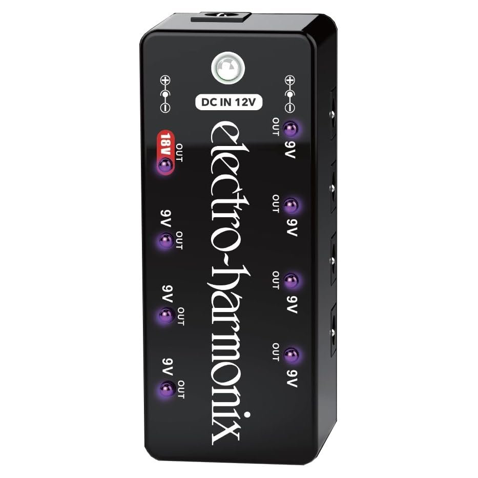 Electro-Harmonix S8 Multi Output Power Supply, Metal, 8 Pedals, 7x9V and 1x18V Outputs