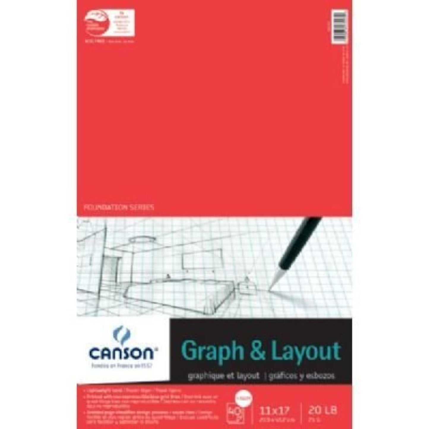 Canson C100510874 11" x 17" Graph and Layout Sheet Pad
