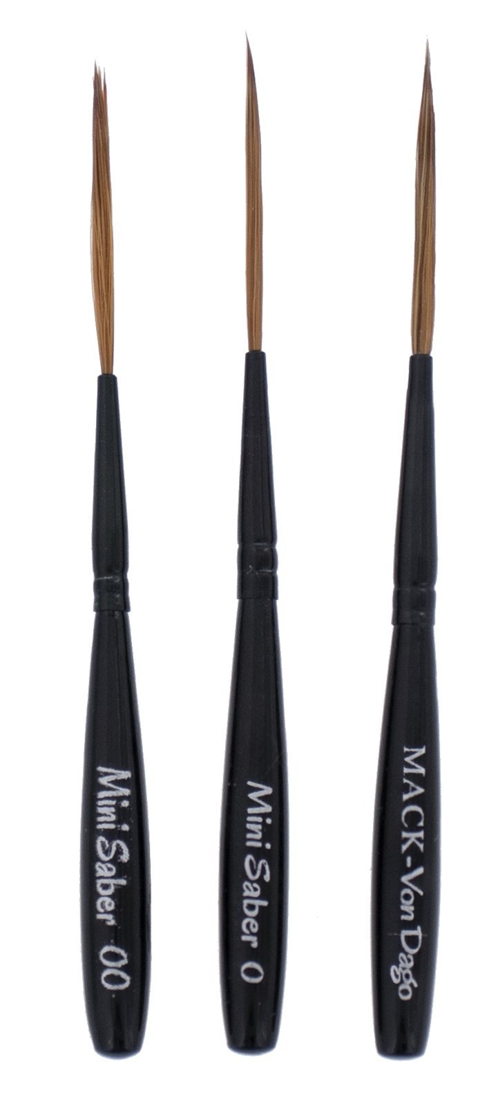 Andrew Mack Brush AMVD-MS-Set Von Dago Mini Saber Set of 3 Pinstriping Brushes Sizes 00-1
