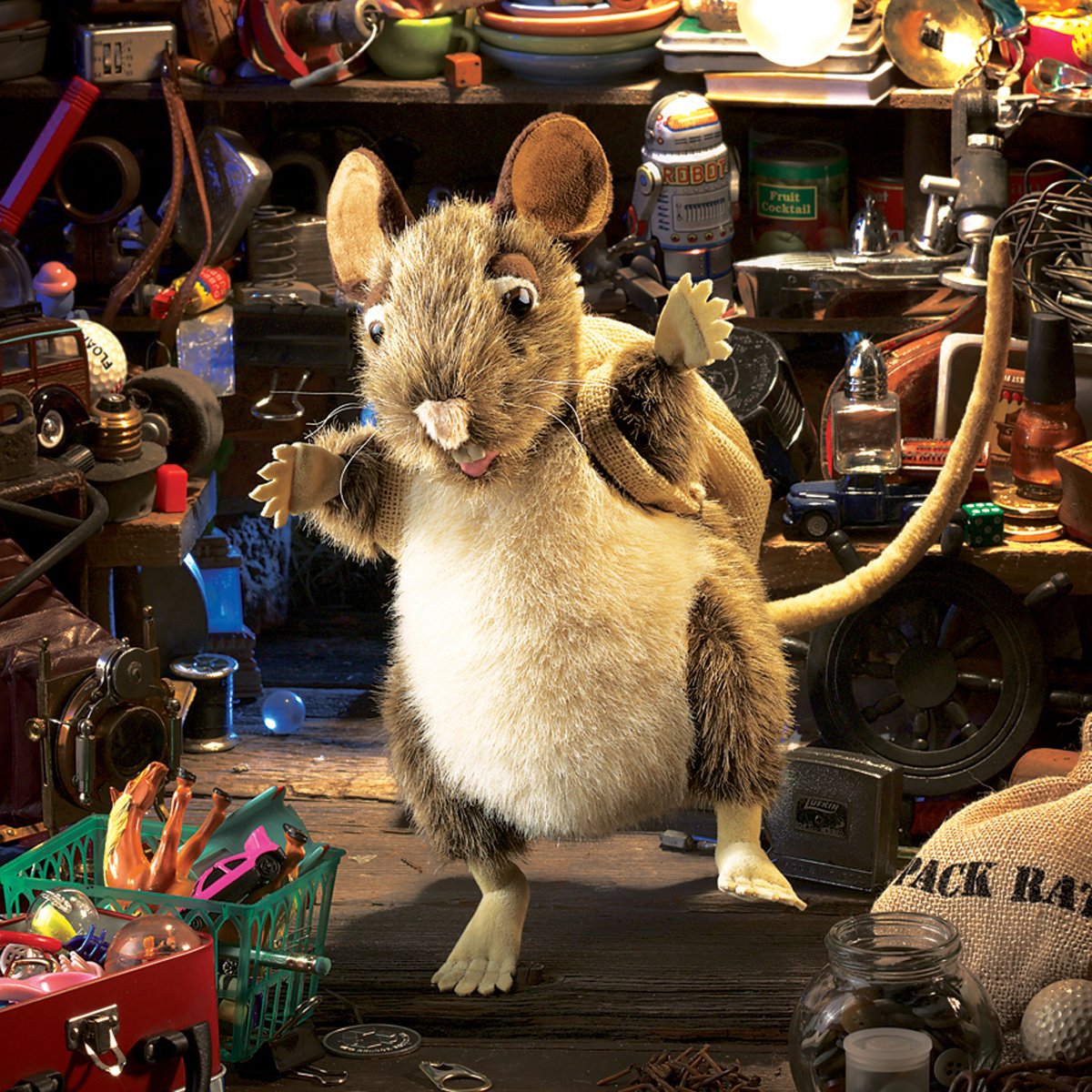 Folkmanis Pack Rat Hand Puppet, Brown, Beige, 1 EA