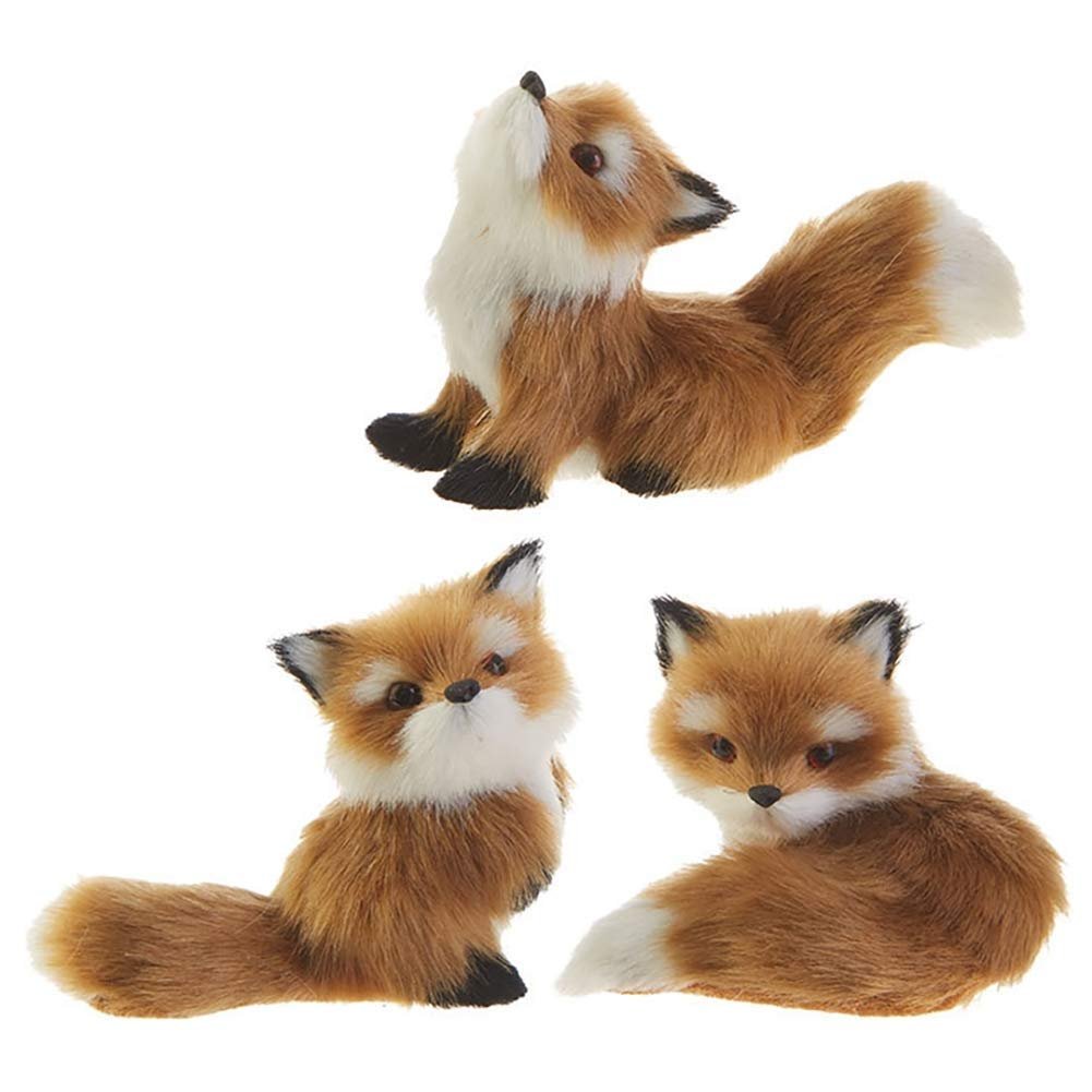 Raz Imports Red Foxes Christmas Tree Ornaments 3 Piece Set 4 Inch Fox