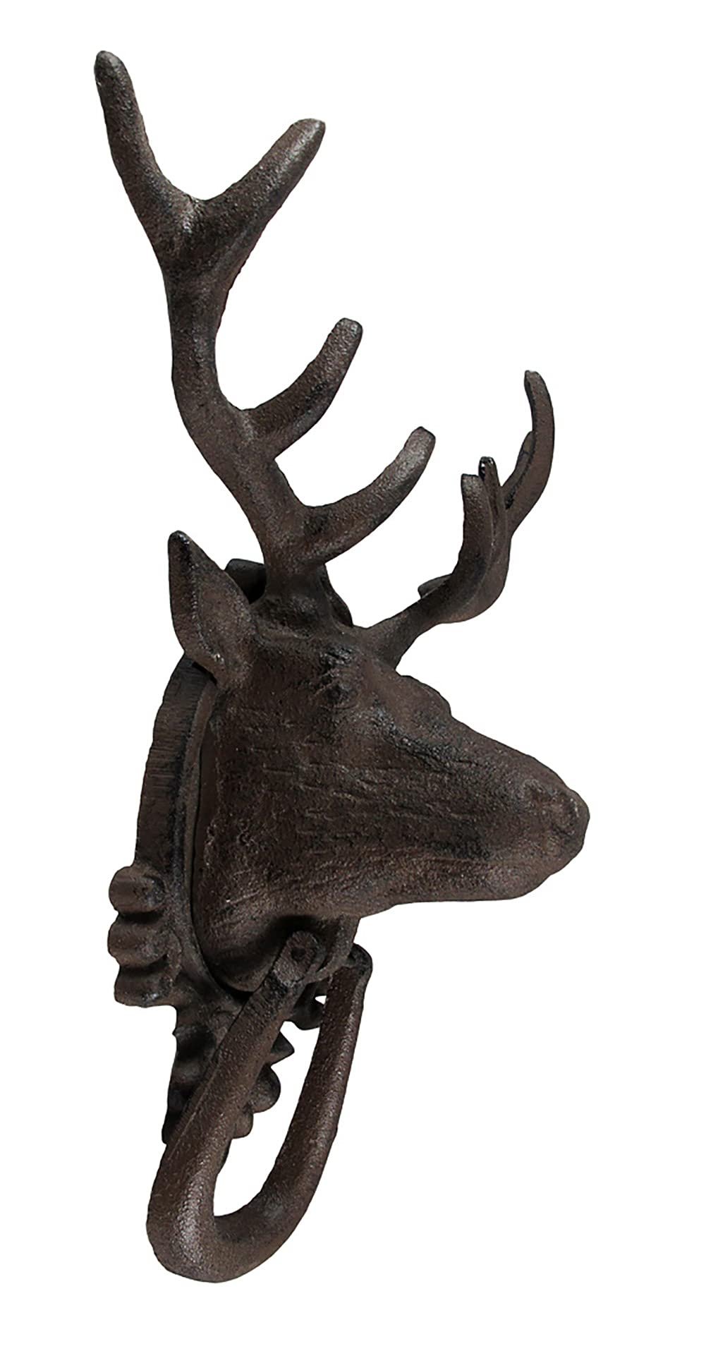Antiqued Finish 8 Point Buck Deer Door Knocker
