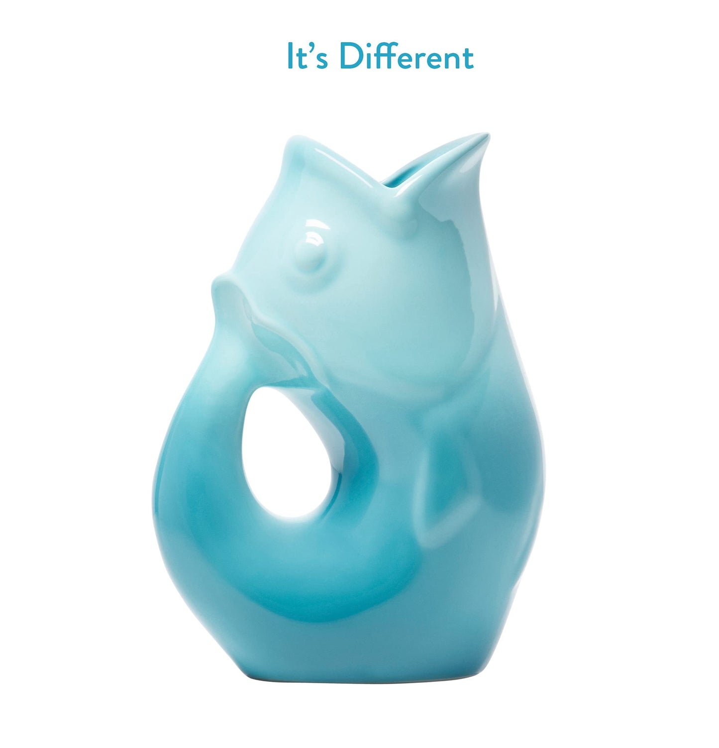 Gurgle Pot Fish Pitcher- Gradient Blue - 42 oz Capacity | Beverage Pitcher | Blue Serving Ware for Parties | Indoor and Outdoor Serveware | Coffee and Dining Room Tables Centerpieces