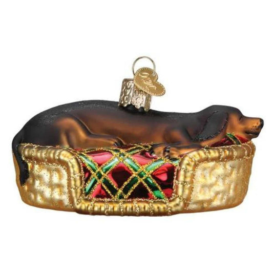 Old World Christmas Sleepy Dog Glass Blown Christmas Ornament for Christmas Tree