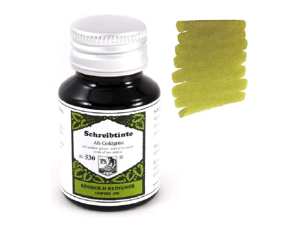 Rohrer & Klingner - 50ml Bottle Fountain Pen Ink Set - 2X Bottles - Alt-Goldgrun & Scabiosa