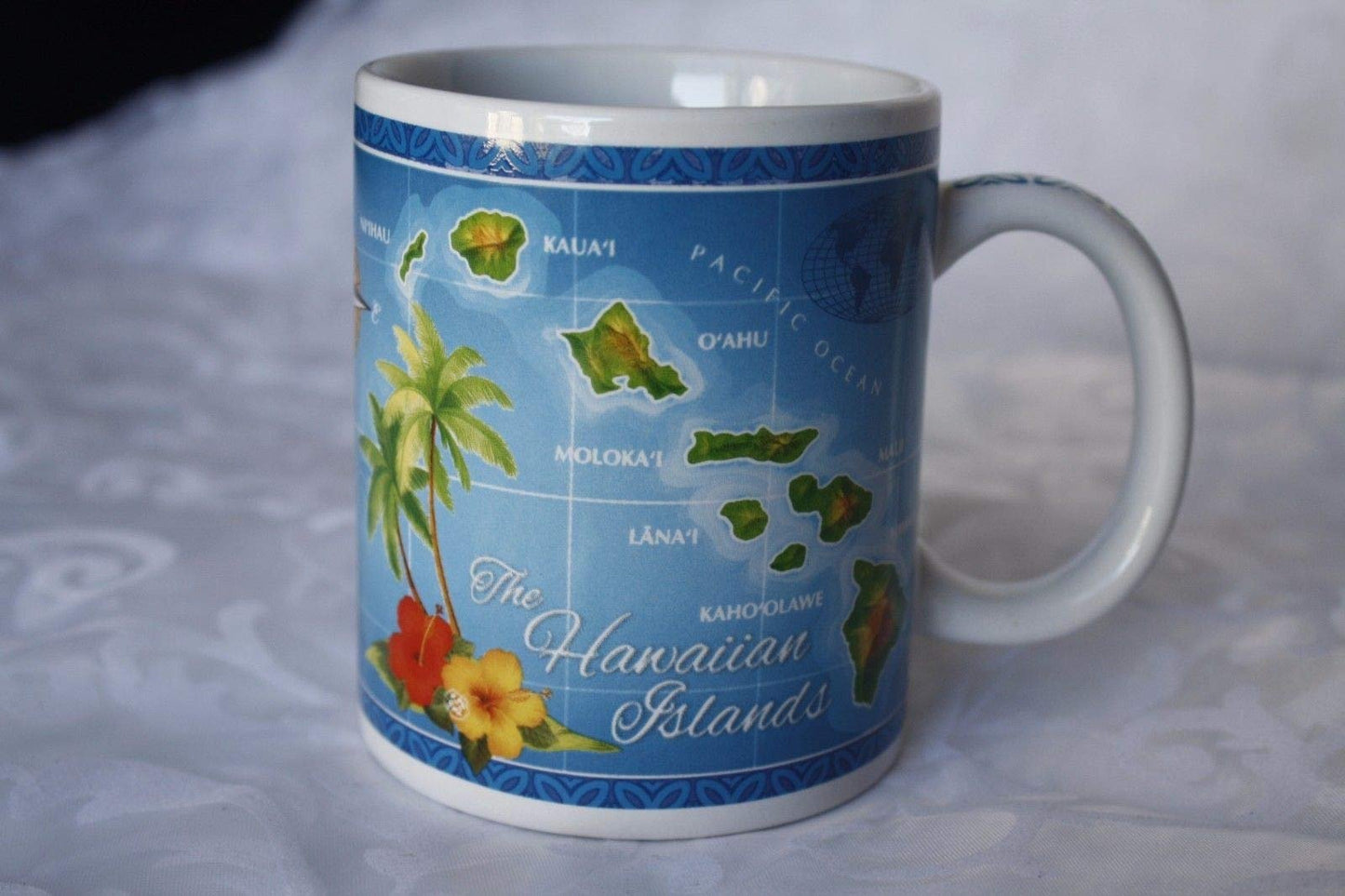 10 oz. Island Treasures Mug, Hawaiian Map - Blue