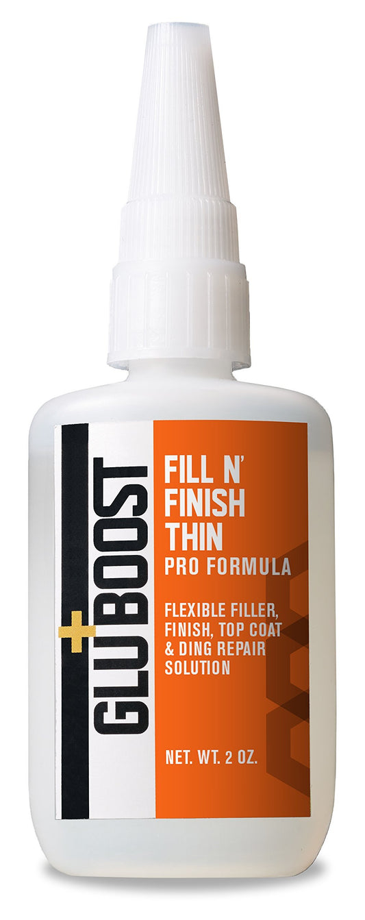 GluBoost Fill n’ Finish Thin Formula – Self-Leveling, Flexible, Clear Wood Filler for Cracks, Dings, and Repairs – Interior Pore and Wood Grain Filler for Finishing and Repair – 2 oz Solution