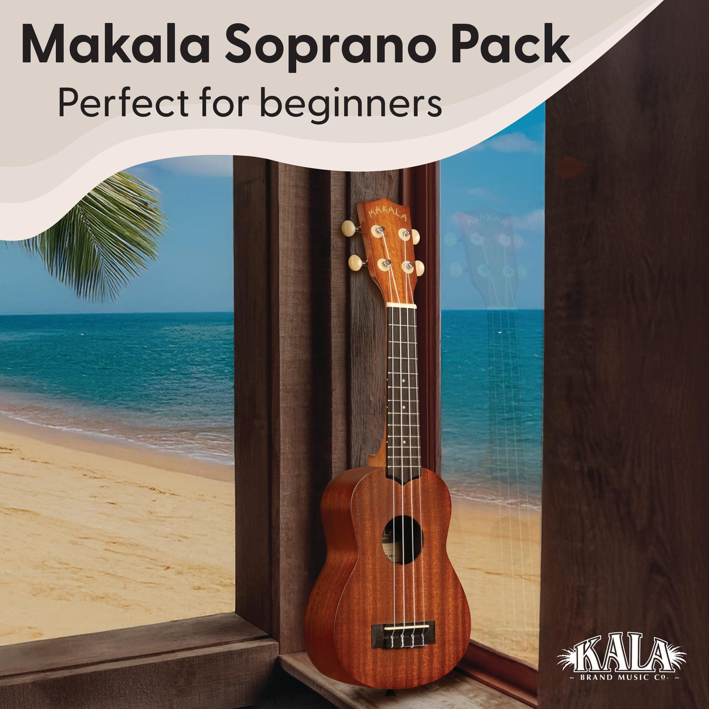 Kala Brand Music Co. 4-String Soprano Ukulele with Natural Mahogany Finish, Aquila Strings for Beginners and Enthusiasts