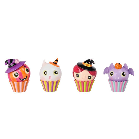 December Diamonds 4pc Halloween Cupcake Set – Handcrafted Miniatures – Spooky Sweet Seasonal Décor
