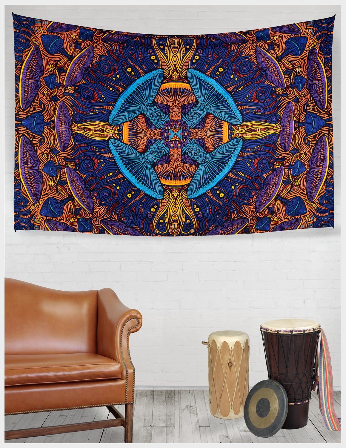 Sunshine Joy 3D Magic Mushroom Tapestry Tablecloth Wall Art Beach Sheet Huge 60x90 Inches - Amazing 3D Effects