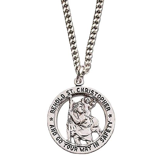 Behold Saint Christopher and Go Your Way in Safety Necklace 18" Chain Gift Boxed