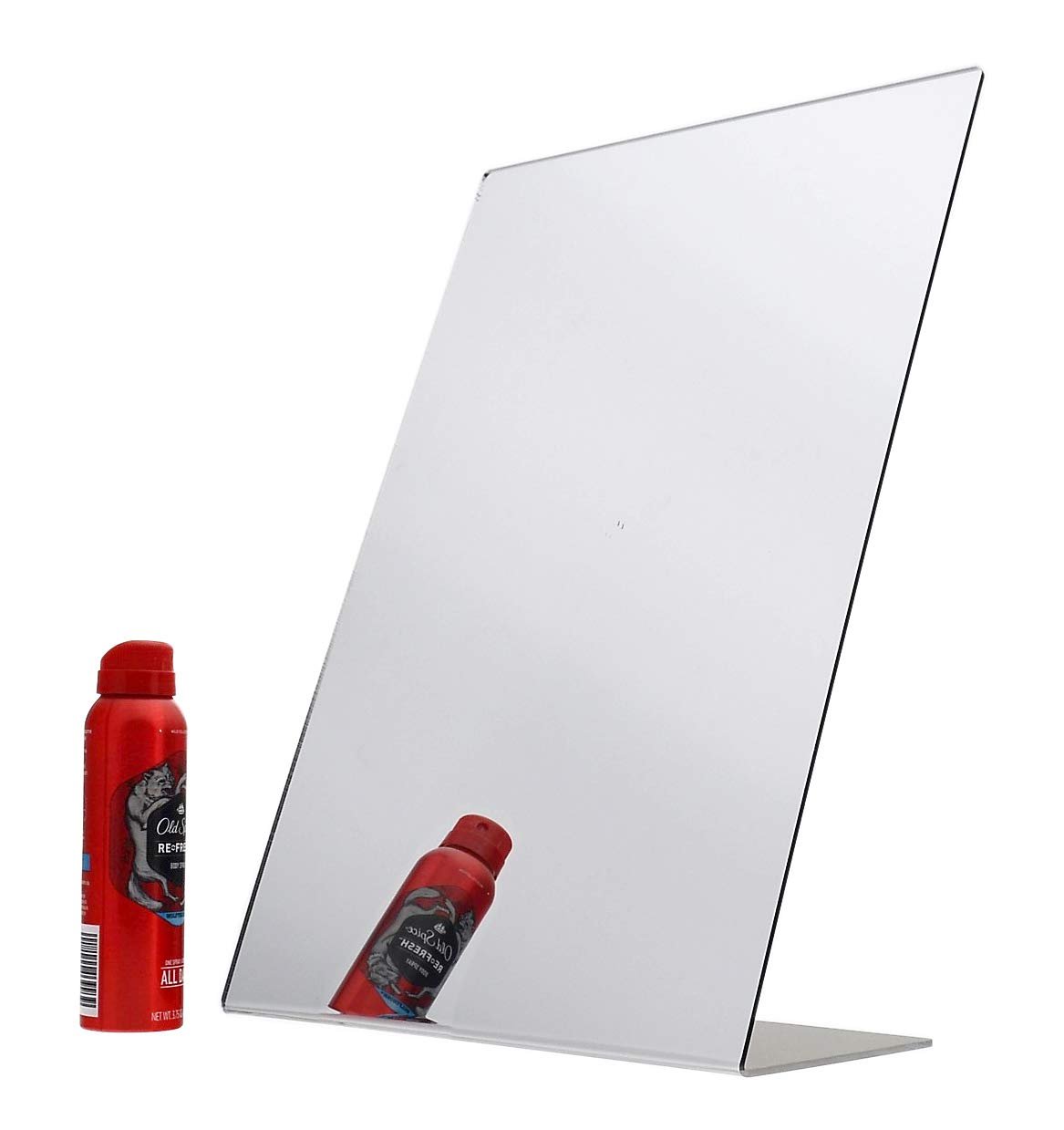 Marketing Holders Freestanding Acrylic Mirror 12" x 18" Slant Back Reflective Portable Lucite Stand for Retail Jewelry Piercing Counters Makeup Vanities and Hair Salons