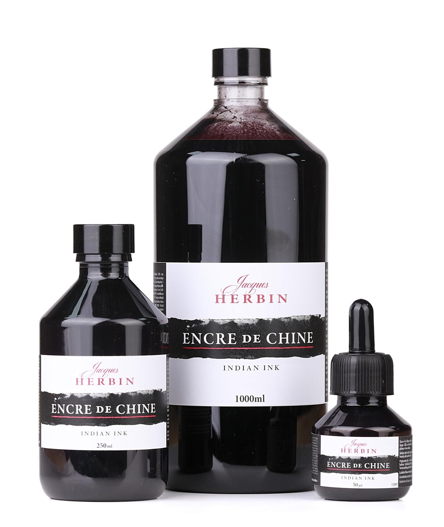 Herbin India/China Ink. Black Only. Indelible, High Pigment, Permanent. Fast Drying, Shiny Finish, Solvent Resistant. For Calligraphy. 50 ml Bottle
