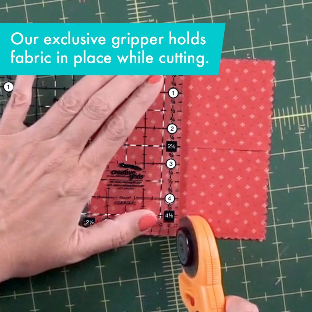 Creative Grids Perfect 5 Quilting Ruler 5in x 5in Square – CGRPERF5 – Made in USA, 5in x 5in, Non-Slip Grip Acrylic Quilting, Sewing, Crafting, Patchwork Ruler for Measuring & Cutting Fabric