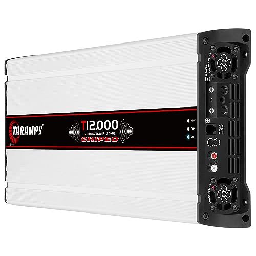 Taramps T 12.000 Chipeo Amplifier 2 Ohms 12000 Watts RMS 1 Channel Car Audio Peak Power 13300W RMS Monoblock Amp, Compatible with Monitor Level Remote