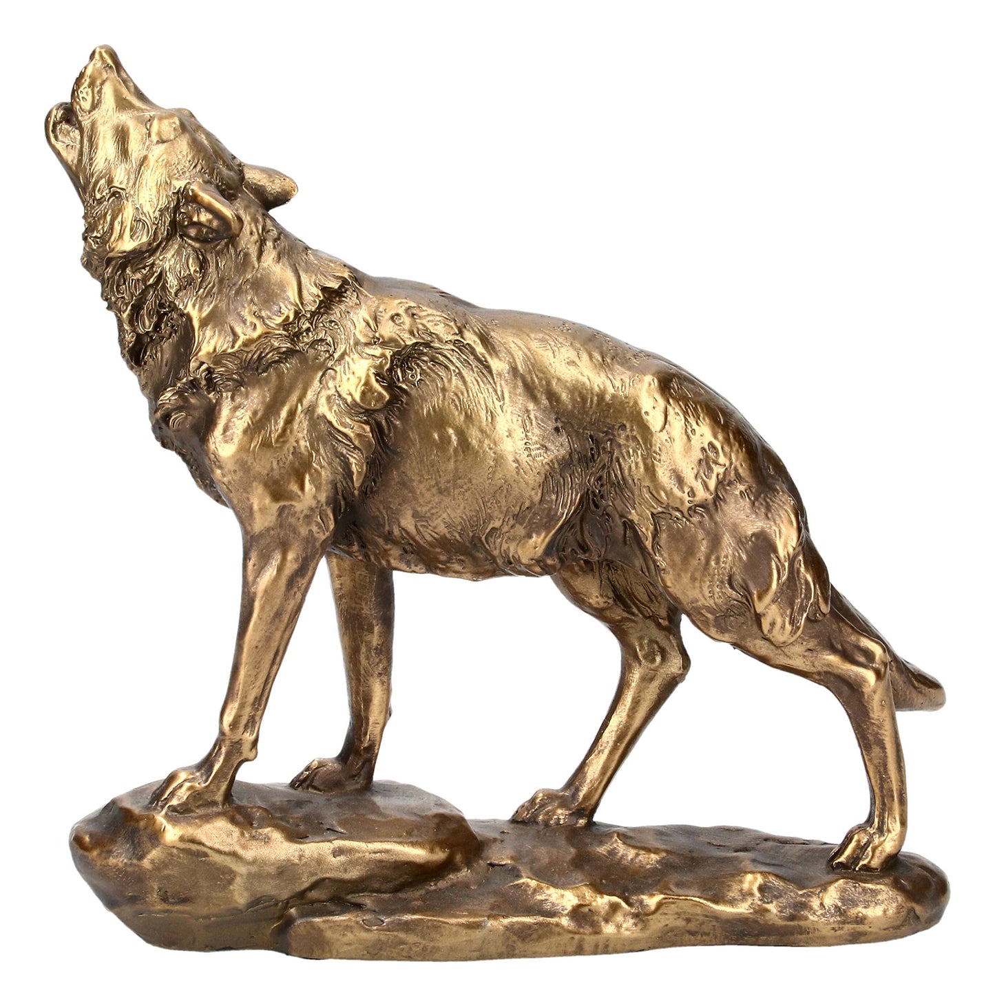Pacific Giftware Animal World Howling Wolf Golden Finish Resin Figurine