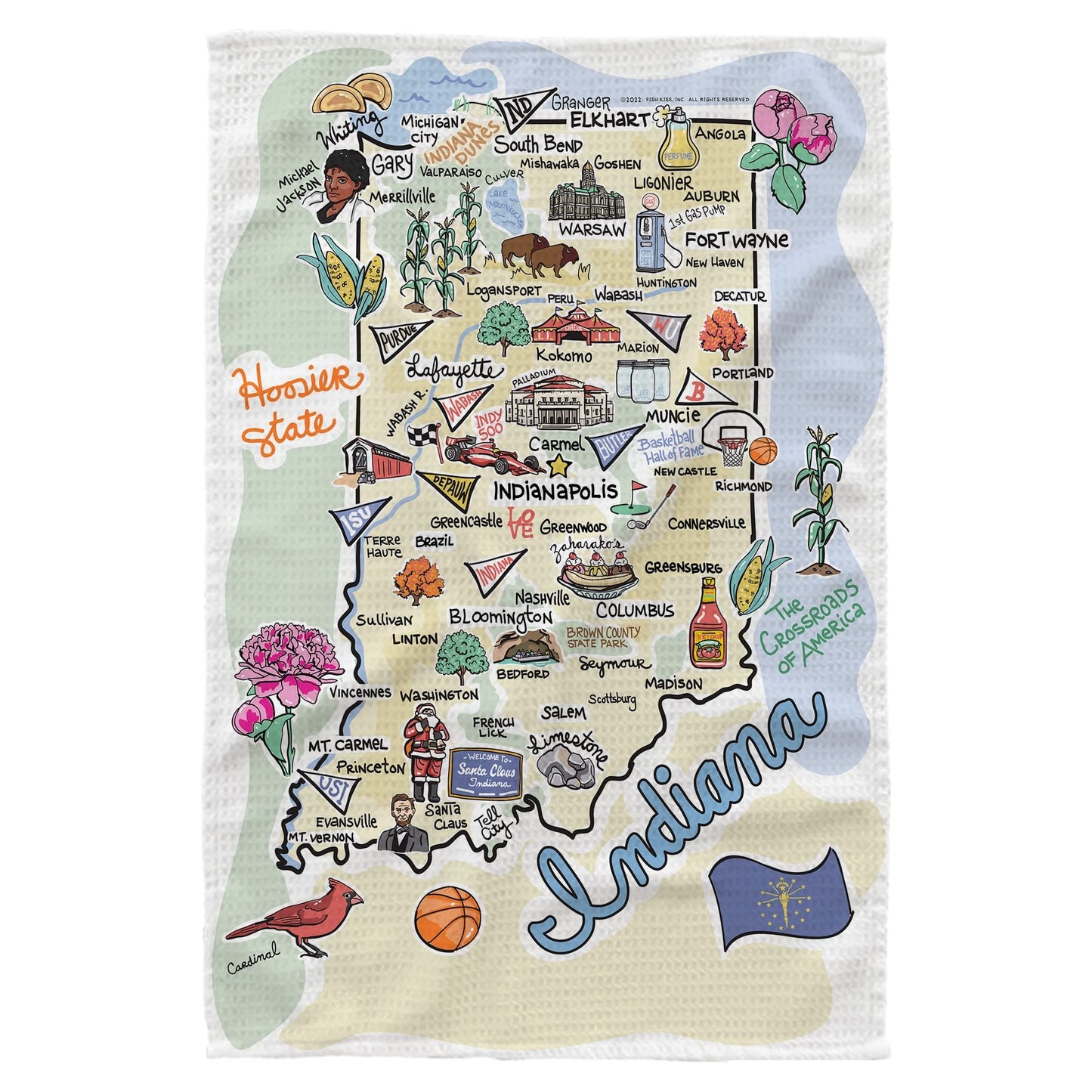 Fish Kiss® 16"x24" Map Dish Towel is of 100% Microfiber Waffle Weave Making it Super Absorbent, Soft & Machine Washable - Map Kitchen Towel,Map Dish Cloth is Multi Purpose