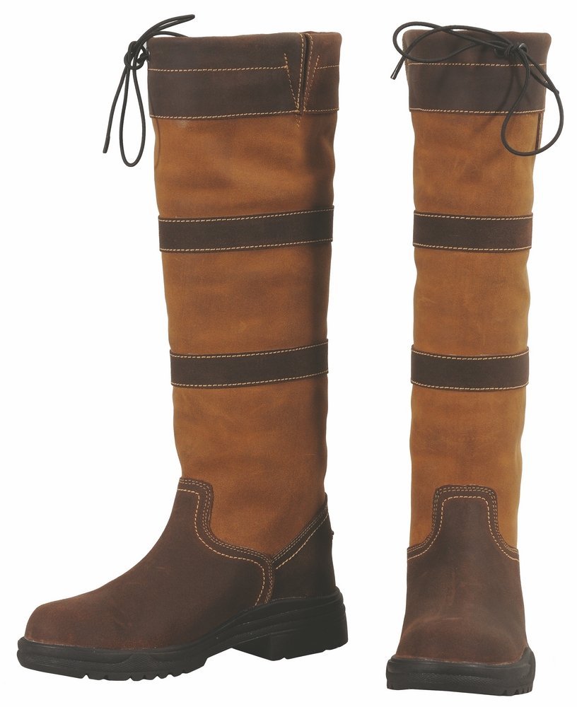 TuffRider Ladies Lexington Waterproof Tall Country Boots - Chocolate/Fawn - 9