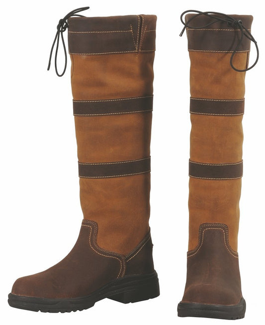 TuffRider Ladies Lexington Waterproof Tall Country Boots - Chocolate/Fawn - 9
