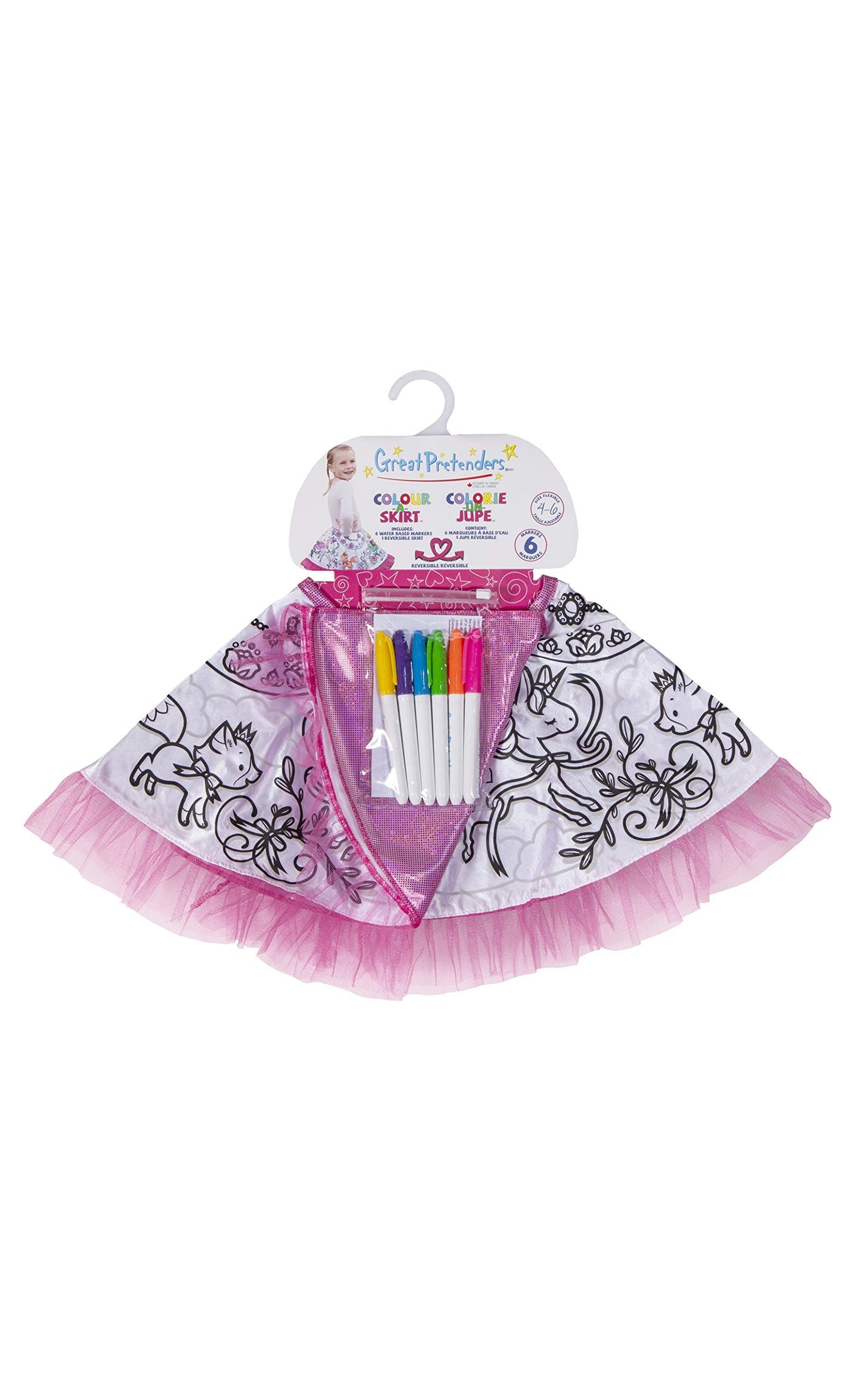 Great Pretenders 83080, Colour-A-Skirt, US Size 4-6 Multicolor