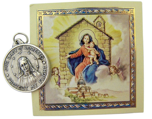 WJH Silver Tone Our Lady of Loreto Protect My Flight Pocket Token, 1 Inch