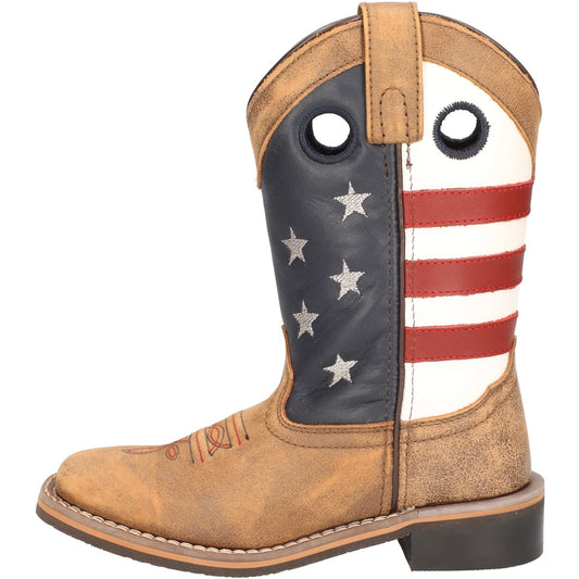 Smoky Mountain Boots Kids' Stars and Stripes Western Boot, Little Kid, Vintage Brown, Medium, Size 10 US