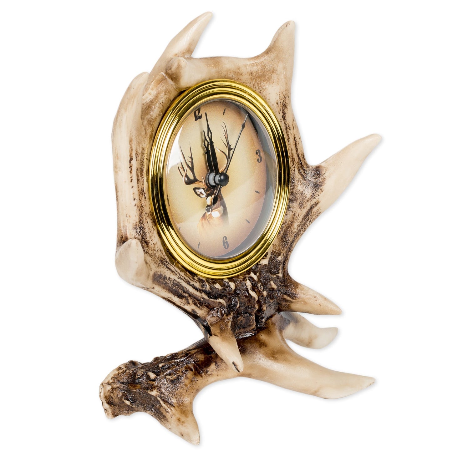 Slifka Sales Co. 8 Inch Deer Antler Tabletop Desk Clock