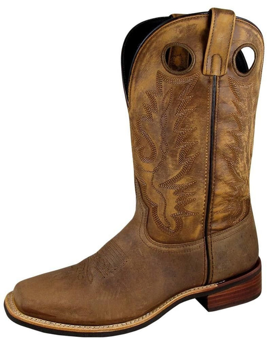 Smoky Mountain Men's Timber Pull On Closure Stitched Design Square Toe Brown Distress Boots 12EE