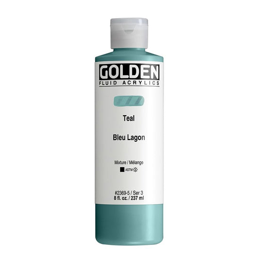 Fluid Acrylics by GOLDEN, Teal, 8 fl. oz. Bottle, Professional Acrylic Paint, Opaque