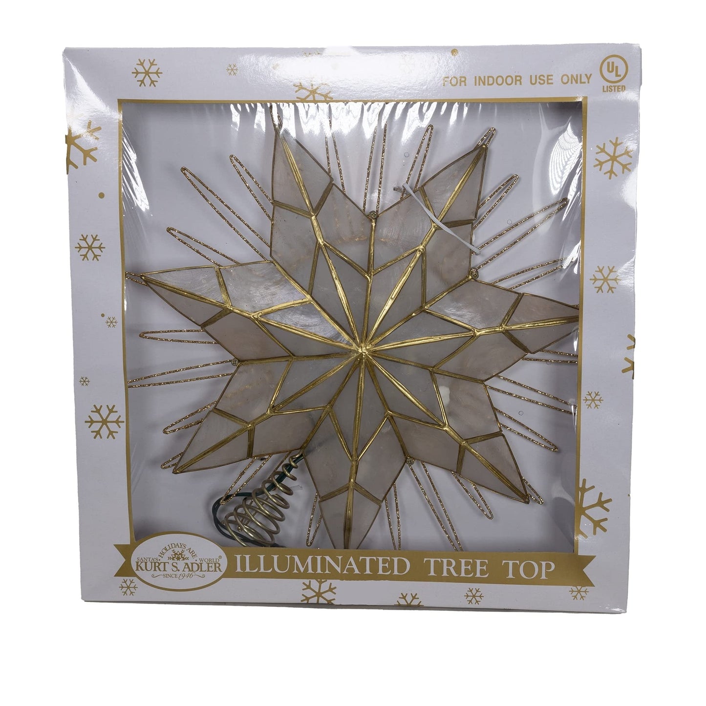 Kurt Adler 14" 7-Point Natural Capiz Star Lighted Treetop