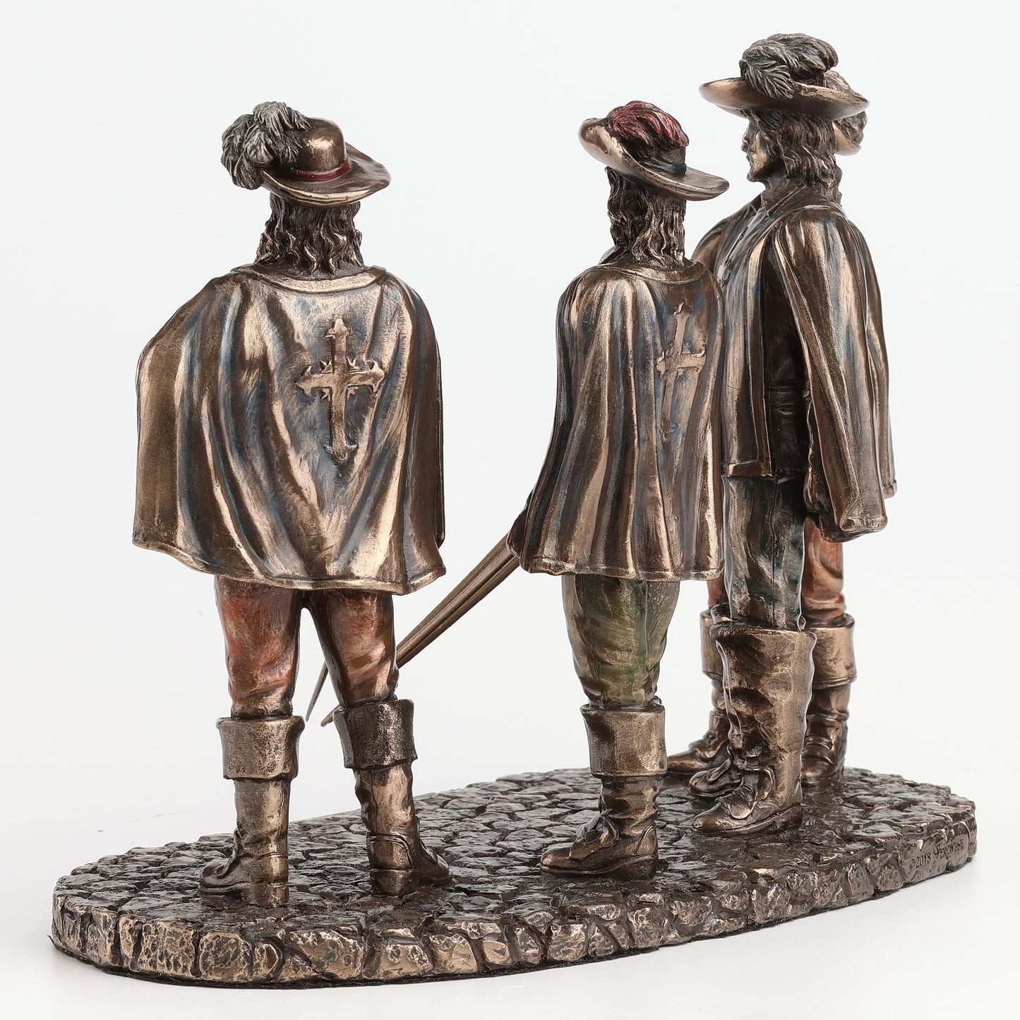 Veronese Design 7 7/8 Inch The Musketeers and D'artagnan All for One One for All Cold Cast Resin Bronze Finished Statue