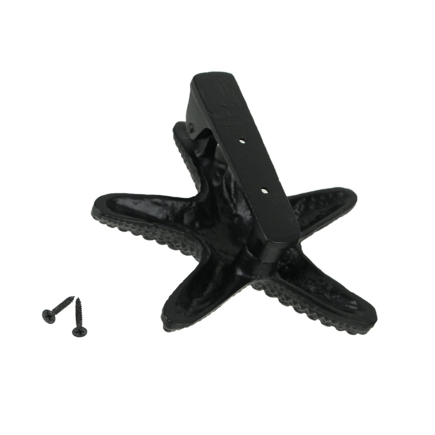 UD Rustic Black Enamel Cast Iron Coastal Starfish Door Knocker Sea Star