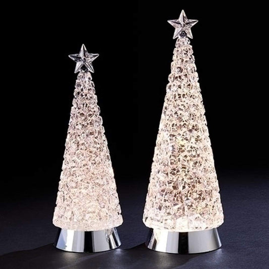 Christmas by Roman Inc., Confetti Lites Collection, 12-14" H 2PC ST Cube Swirl Confetti Light Tree, Lantern, Snow Globe, Holiday Home Décor, Santa, Cardinal, Nutcracker, Snowman, Reindeer (4x4x14)